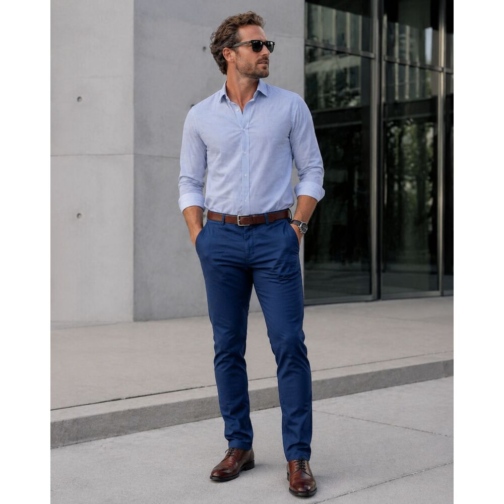 Mizzen + Main Blue Cotton Dress Pants Trousers Mens Size 34